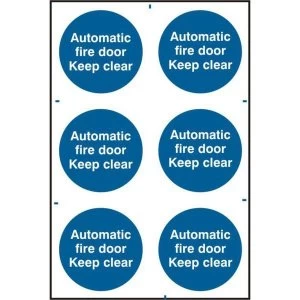ASEC Automatic Fire Door Keep Clear 200mm x 300mm PVC Self Adhesive Sign