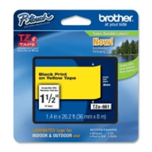 Brother TZE-661 P-touch Black On Yellow Tape 36mm x 8m