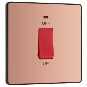 BG Evolve Polished Copper 45A Square Double Pole Switch with LED Power Indicator