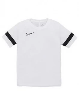 Boys, Nike Junior Academy 21 Dri-FIT T-Shirt - White/Black, Size L