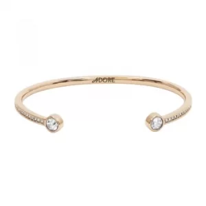 Ladies Adore Rose Gold Plated Skinny Pave Stone Bangle