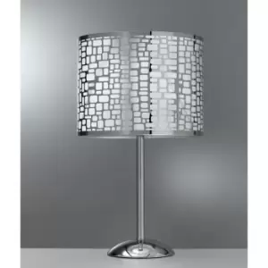 Bruce Large Table Lamp With Round Shade, Silver