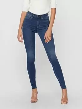 Only High Waisted Skinny Jeans - Blue Size L, Inside Leg 32, Women