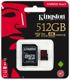 Kingston Canvas React 512GB MicroSDXC Memory Card