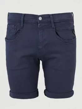 Replay Hyperflex Lehoen Chino Shorts - Navy, Size 34, Men