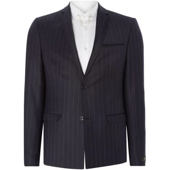 Label Lab Zepplin SB2 Flannel Stripe Skinny Suit Jacket - Navy