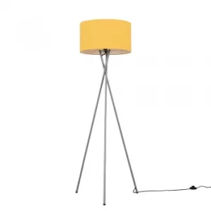 Camden Grey Tripod Floor Lamp with XL Mustard Reni Shade