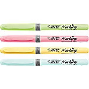 BIC Highlighter 1.6mm Assorted Pastel Colours 4 Pieces