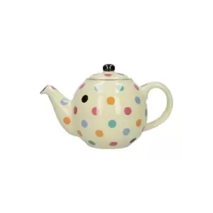 Globe 2 Cup Teapot Ivory Multi Spot - London Pottery
