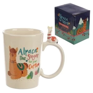 Alpaca Slogan Shaped Handle Ceramic Mug