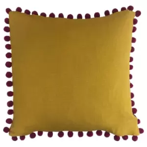 Mardi Gras Pom-Pom Cushion Yellow/Magenta, Yellow/Magenta / 50 x 50cm / Polyester Filled