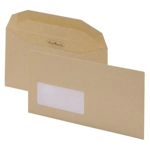 Postmaster Envelopes Wallet Gummed with Window 80gsm Manilla DL Pack 500
