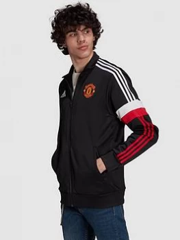 adidas Manchester United 3 Stripe Track Jacket - Black, Size L, Men