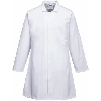 2206 - White Mens Food Industry Coat, 3 Pockets sz Medium Regular Apron jacket - Portwest