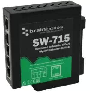 Brainboxes Ethernet Switch, 5 RJ45 port, 5 30V dc, 1000Mbit/s Transmission Speed, DIN Rail Mount Mount