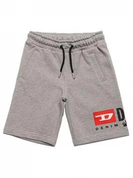 Diesel Boys Cut Logo Jog Shorts - Grey Marl, Size 14 Years