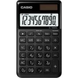 Casio SL-1000SC-BK Pocket calculator Black Display (digits): 10 solar-powered, battery-powered (W x H x D) 71 x 9 x 120 mm