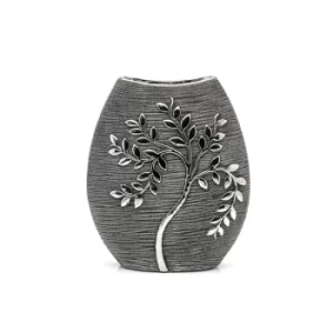 Hestia Silver Luxe Textured Grey Branch 24cm Oval Vase