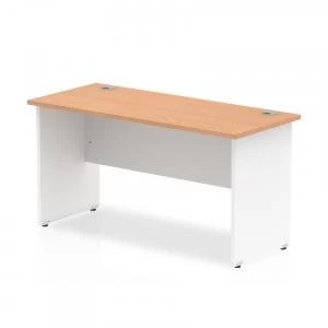 Trexus Desk Rectangle Panel End 1400x600mm Oak Top White Panels Ref