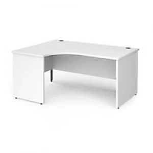 Dams International Left Hand Ergonomic Desk with White MFC Top and Graphite Panel Ends and Silver Frame Corner Post Legs Contract 25 1600 x 1200 x 725