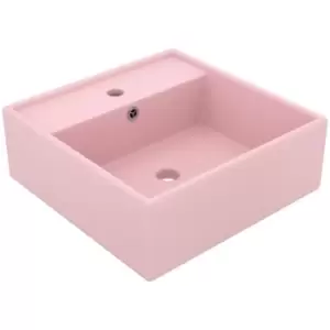 Luxury Basin Overflow Square Matt Pink 41x41cm Ceramic Vidaxl Pink
