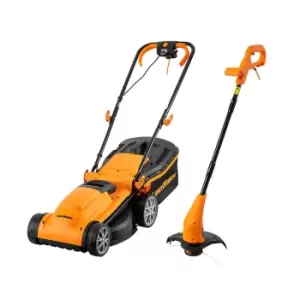 LawnMaster 1400W 34cm Rotary Electric Lawn Mower and Grass Trimmer Set - wilko - Garden & Outdoor