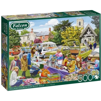 Falcon de luxe Village Church Car Boot Sale Jigsaw Puzzle - 500 Pieces