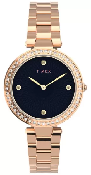 Timex TW2V24600 Womans Adorn With Crystals Black Dial Watch