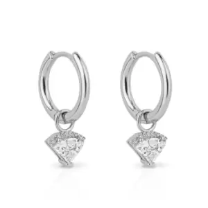 Diamonfire Silver Zirconia Diamond Shaped Assembled Hoop Earrings