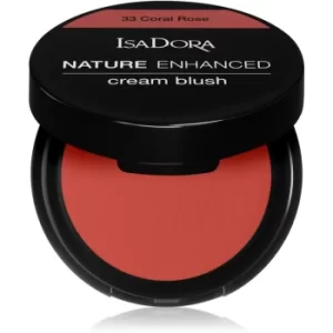 IsaDora Nature Enhanced Cream Blush Compact Blusher with Mirror and Brush Shade 33 Coral Rose