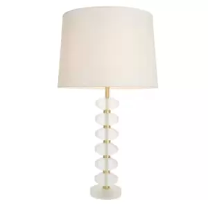 Annabelle & Mia Base & Shade Table Lamp Frosted Crystal & Vintage White Linen