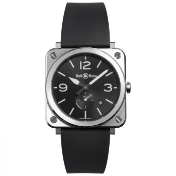 Bell & Ross Brs Mens Stainless Steel Black Strap Watch