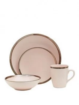 Premier Housewares 16 Piece Pink & Gold Glazed Dinner Set