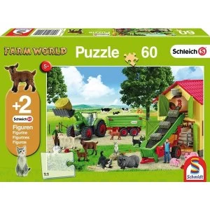 Schleich: Hay Harvest on the Farm 60 Piece Jigsaw Puzzle + Two Figures
