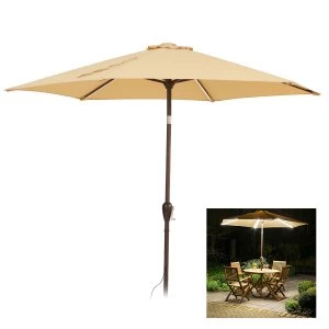 Li-lo 2.7m Garden Parasol with Dimmable LED Lights and USB Power Socket - Cream