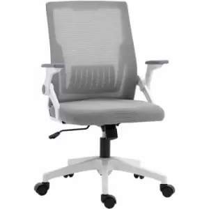 Mesh Office Chair for Home with Lumbar Support, Flip-up Arm, Wheels - Grey - Vinsetto