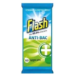 Flash Antibacterial Wipes - 60 Pack