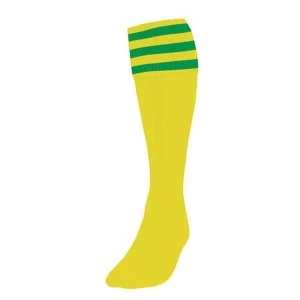 Precision 3 Stripe Football Socks Yellow/Emerald UK Size 7-11