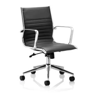 Sonix Ritz Executive Medium Back Chair With Arms Bonded Leather Black