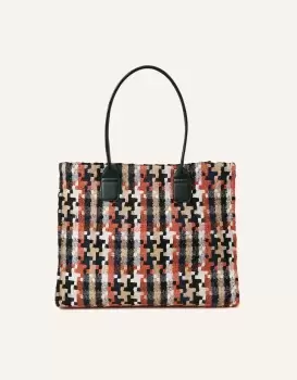 Accessorize Womens Dogtooth Textile Shopper Bag, Size: 38x32cm