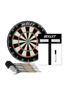 Bullet Professional Dartboard Starter Set - Includes Scoreboard, Marker Pen, Eraser, Two Sets Of Steel Darts