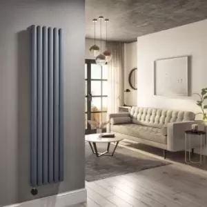 Anthracite Electric Vertical Designer Radiator 1.2kW with WiFi Thermostat - Double Panel H1600xW354mm - IPX4 Bathroom Sa
