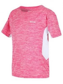 Boys, Regatta Takson II Quick Dry T-Shirt - Pink/White, Size 3-4 Years