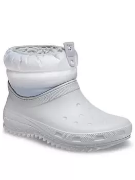 Crocs Classic Neo Puff Shorty Boot - Grey, Size 7, Women