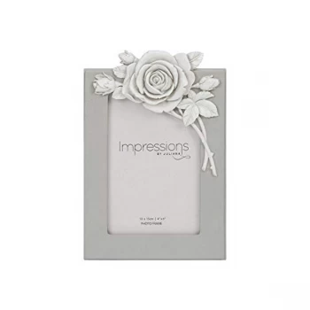 4" x 6" - Impressions Grey Resin Photo Frame with Rose