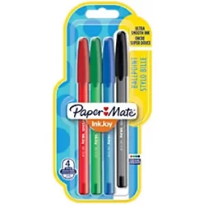 Paper Mate Ballpoint Pen InkJoy 100 Black, Blue, Green, Red Pack of 4