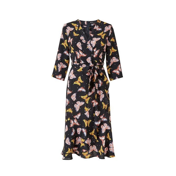 Mela London Black Butterfly 'Summer' Wrap Dress - 8