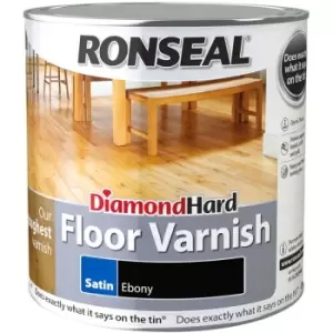 Ronseal Diamond Hard Floor Varnish - Ebony - Satin - 2.5L - Ebony