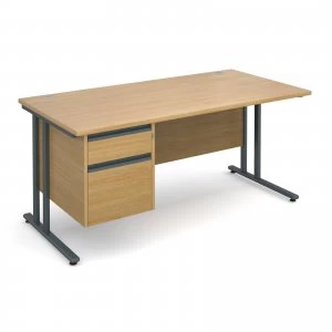 Maestro 25 GL Straight Desk With 2 Drawer Pedestal 1600mm - Graphite c