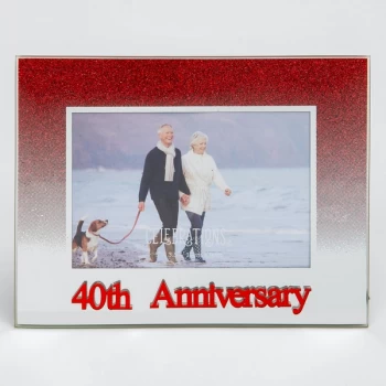 5" x 3.5" Red Glitter Frame - 40th Anniversary